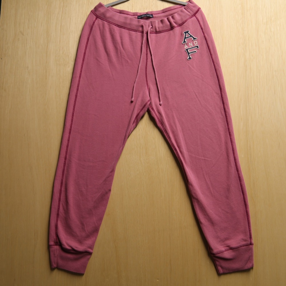 Y2K Abercrombie & Fitch Pink Logo Jogger Sweatpants Mauve Large